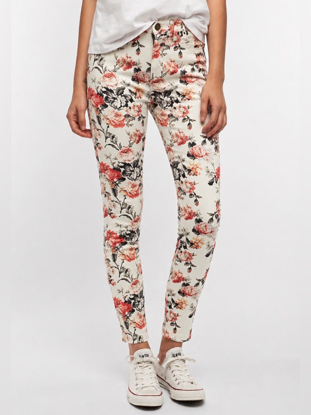 BDG Urban Outfitters Jeans Rose Print High Rise Twig Ankle Y2K 2000s Retro Sz 27